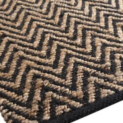 Tapis (90 Cm) Zigzag Noir 2 Tapis (90 Cm) Zigzag Noir -Eminza tapis rectangle 60 x 90 cm jute uni polycoton zigzag 114689 1643030236