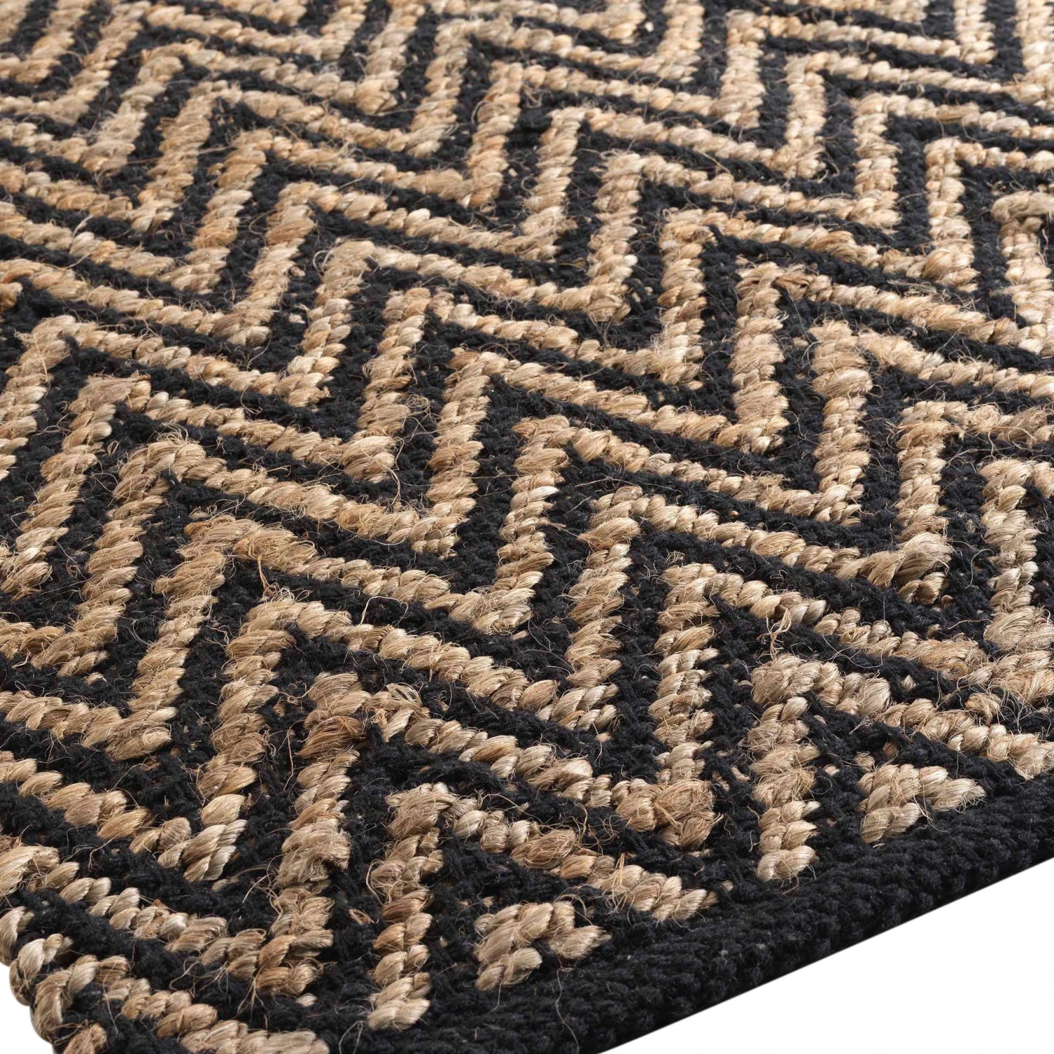 Tapis (90 cm) Zigzag Noir Tapis (90 Cm) Zigzag Noir -Eminza tapis rectangle 60 x 90 cm jute uni polycoton zigzag 114689 1643030236