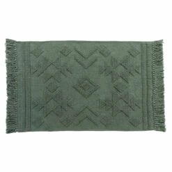 Tapis Coton (90 Cm) Cilaos Vert Kaki -Eminza tapis rectangle a franges 60 x 90 cm coton jacquard cilaos kaki 107549 1627390998