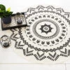 Tapis Coton (D120 Cm) Nomade Noir Et Blanc