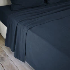 Drap Plat Flanelle De Coton (240 X 300 Cm) Théa Bleu Nuit