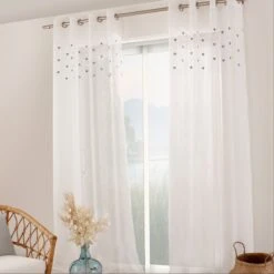 Voilage (140 X 240 Cm) Coeurs Gris