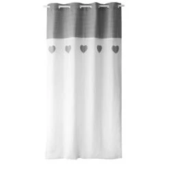 Voilage (140 X 240 Cm) Coeur Etamine Gris -Eminza voilage avec 8 illets etamine 90 polyester 10 coton gris clair 49898