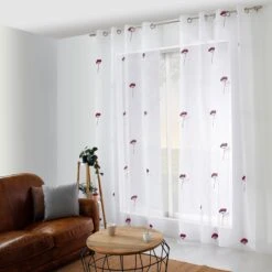 Voilage Brodé (140 X 240 Cm) Cosmos Bordeaux