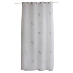 Voilage Brodé (140 X 240 Cm) Cosmos Blanc -Eminza voilage cosmos en tamine brod fleur 8 illets mtal argent diam tre intrieur 4 cm 140x240 cm blanc lurex 127308 1675075893