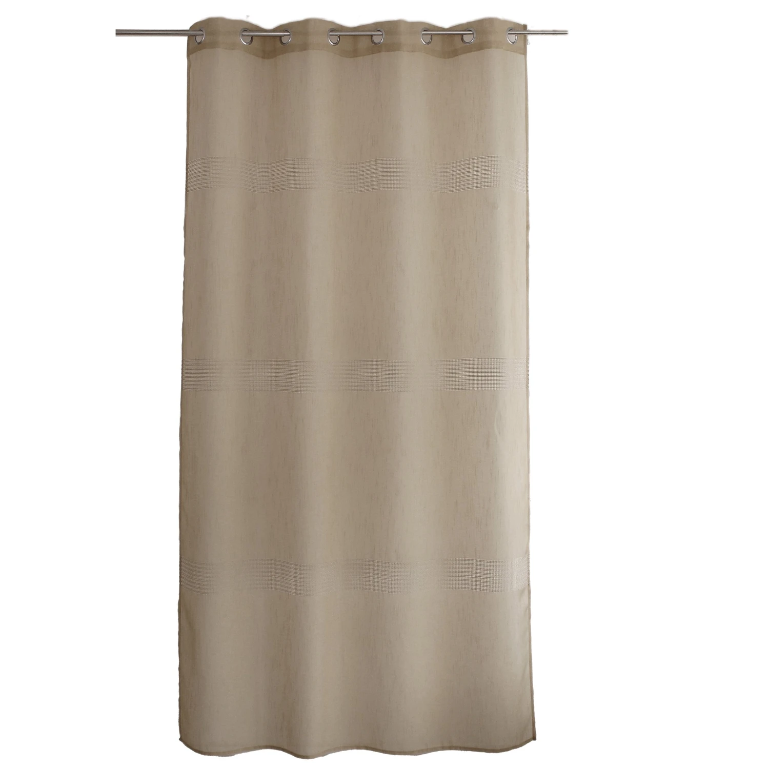 Voilage (140 x 240 cm) Mia Beige Voilage (140 X 240 Cm) Mia Beige -Eminza voilage effet lin bande ajoure 8 oeillets mtal argent diam tre intrieur 4 cm 140x240cm mia lin 131029 1690897606