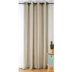 Voilage Lin (140 X 280 Cm) Kansas Vert Kaki -Eminza voilage kansas 140x280cm 81 kaki lin naturel france 131053 1690891045